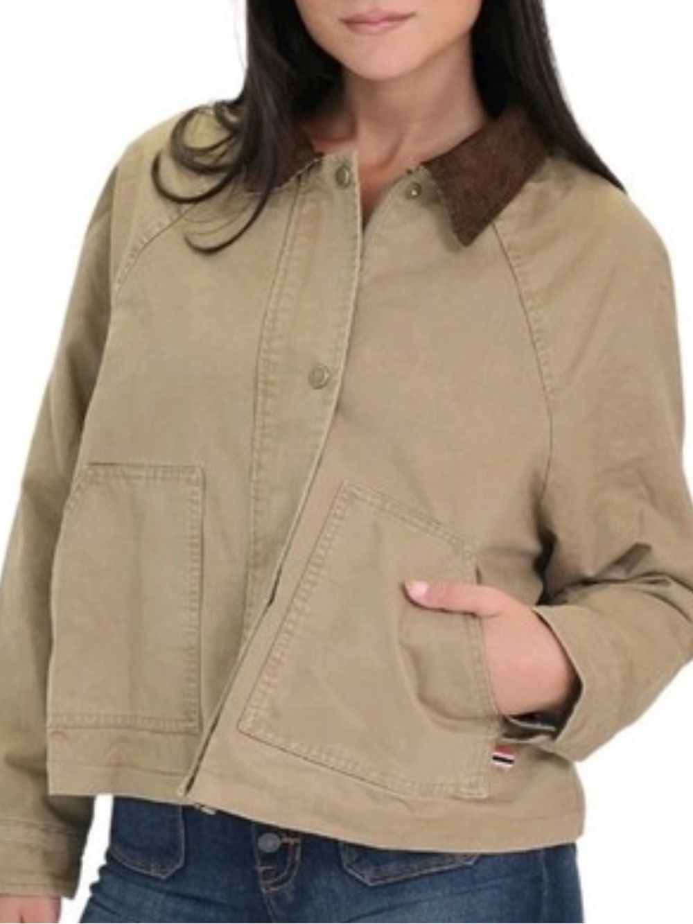 NWT Hunter Oversized Barn Chore Utility Jacket M Casual Tan Chocolate Brown - Picture 2 of 8
